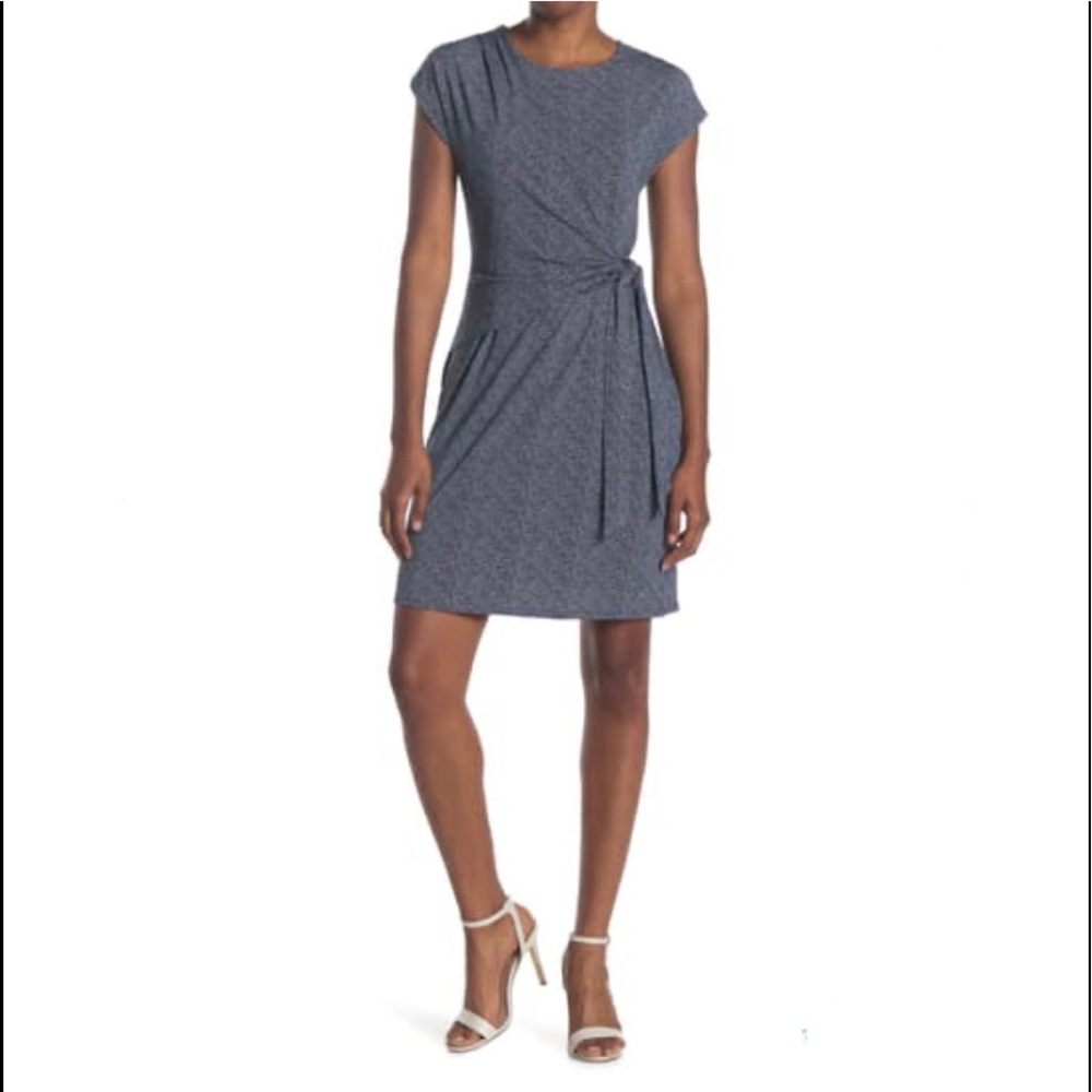 🆕 H HALSTON Extended Shoulder Draped Front Dress size large